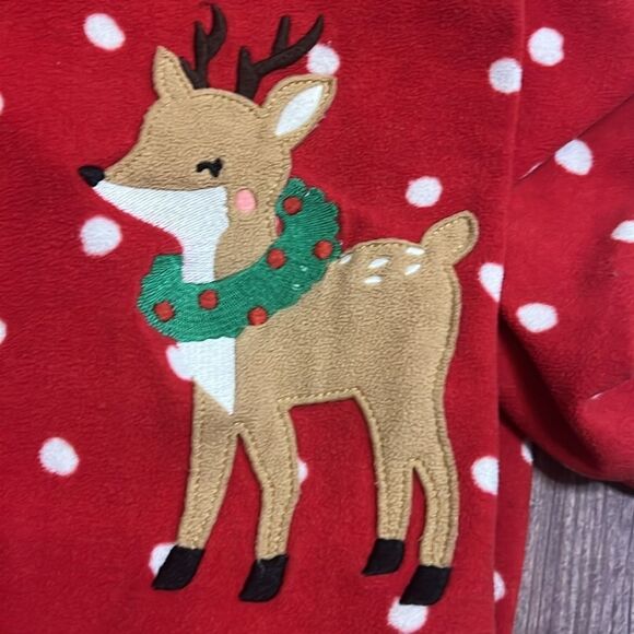 Carter’s 4T Christmas Footed Pajamas Red Polka Dot Reindeer Zipper - Picture 5 of 10